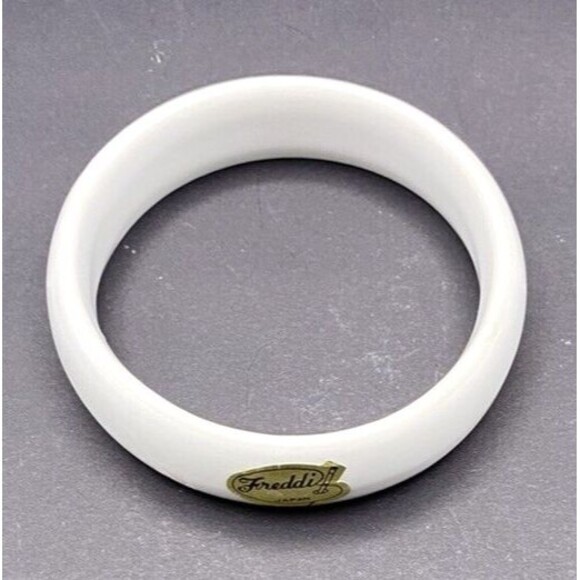 Vintage Freddi Japan Ceramic Porcelain  White Bangle Bracelet - Picture 1 of 2